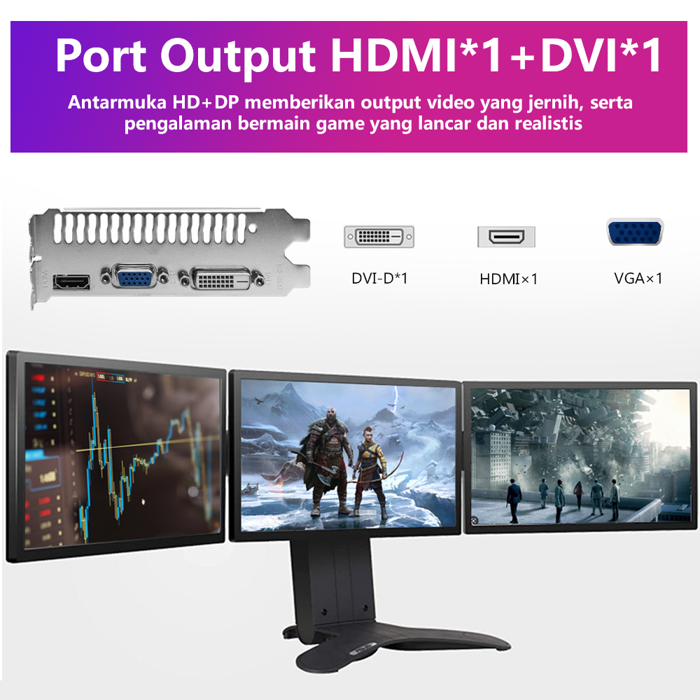 Jual AISURIX VGA card GT730 4GB GDDR3 HDMI DVI VGA Gaming Office ...
