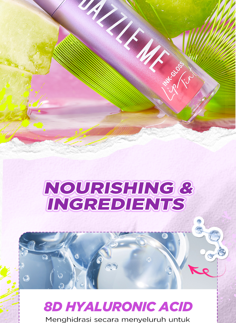 Jual DAZZLE ME Ink-Gloss Lip Tint Watery Ink Gel Lip Tint Long Lasting ...
