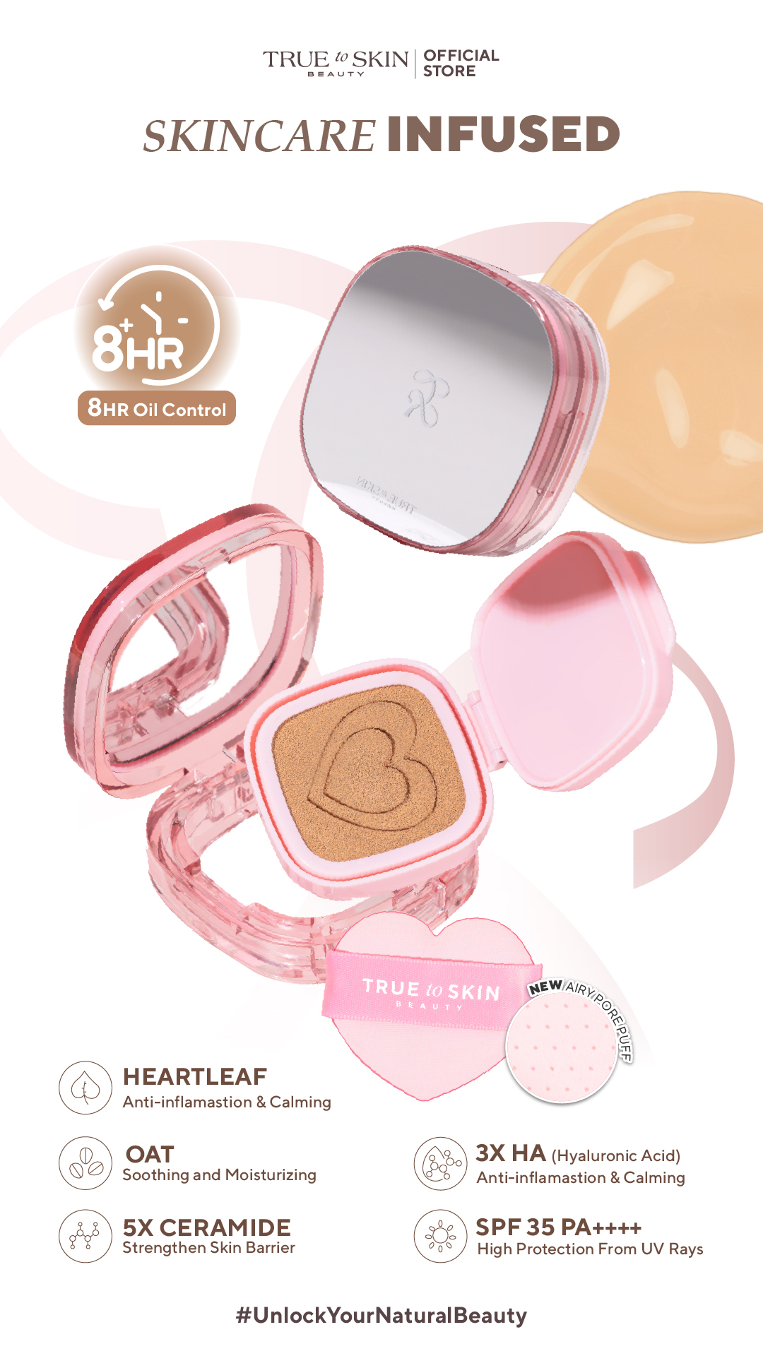 Jual True to Skin - Skinlike Porefecting Cushion SPF 35 PA++++ Medium ...