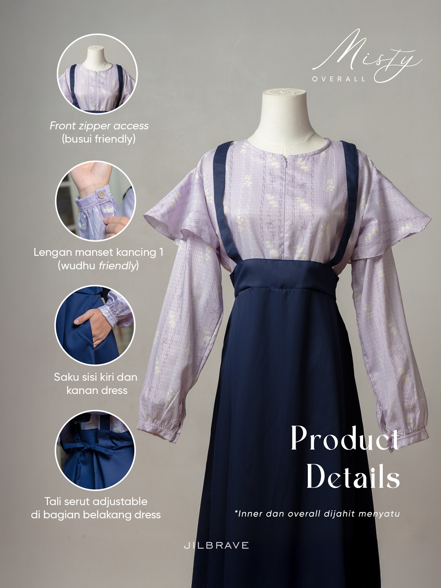Jual JILBRAVE Misty Overall Gamis Motif TENCEL™ Premium | Shopee Indonesia