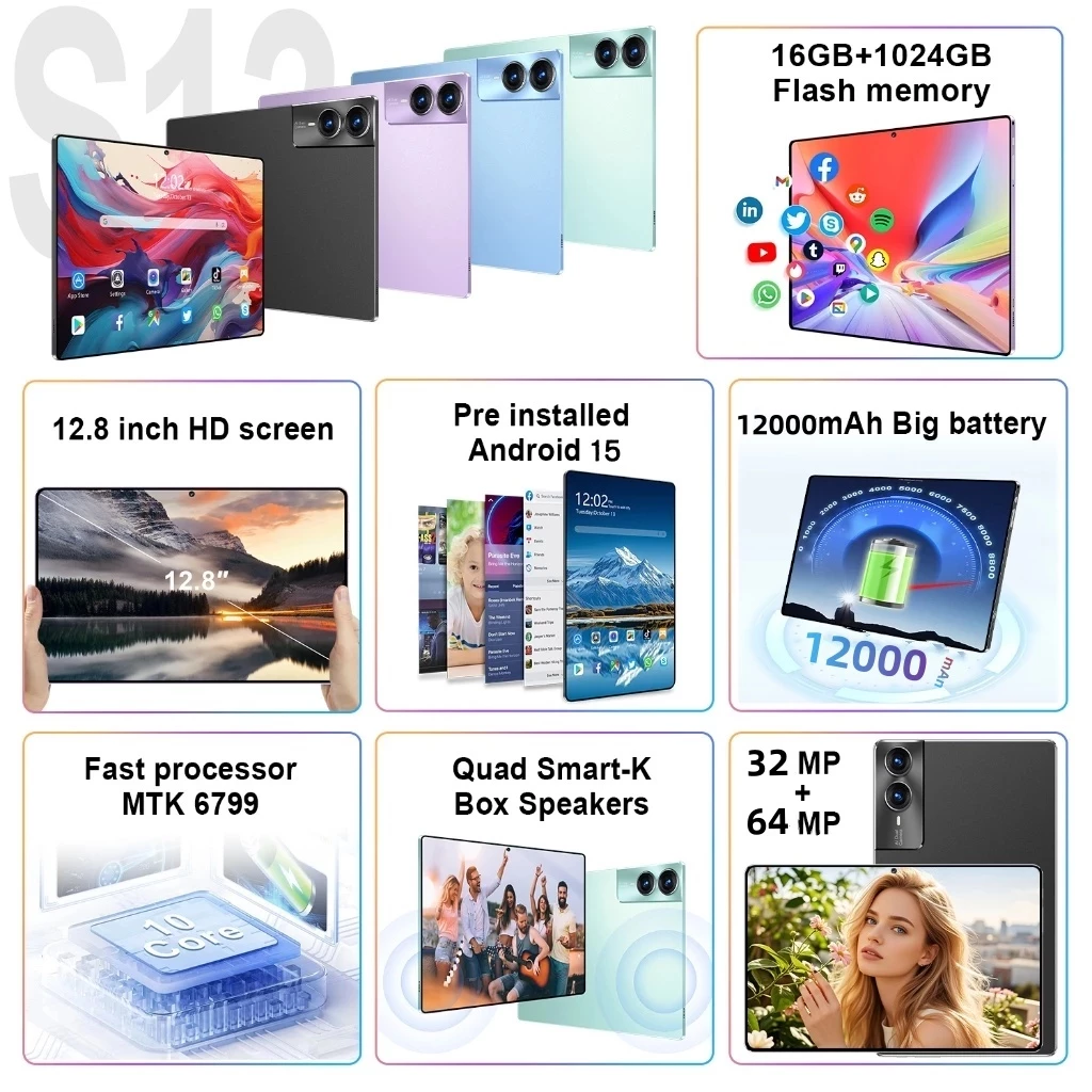 Jual [Free Mouse Keyboard Case] Luxis Tablet S13(16GB+1024GB)Android15 ...