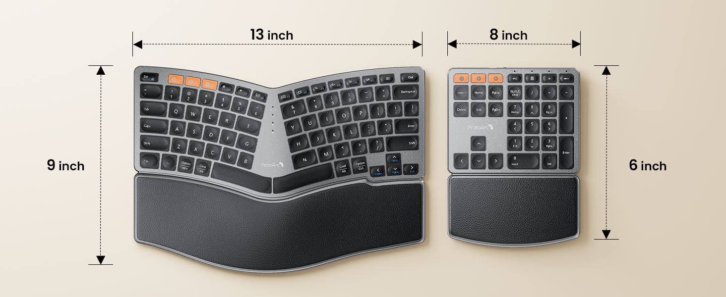 Jual ProtoArc EK04 Ergonomic Keyboard Wireless Ergo Separate Numeric ...