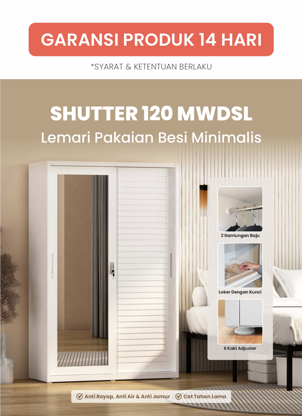 Jual PIRA - SHUTTER 120 MWDSL Lemari Pakaian Besi Sliding / Pintu Geser ...