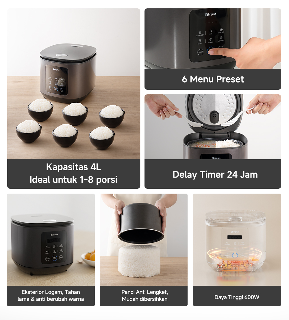 Jual Simplus Rice Cooker MagicCom 4L Gulai Anti lengket 6 Menu Preset ...