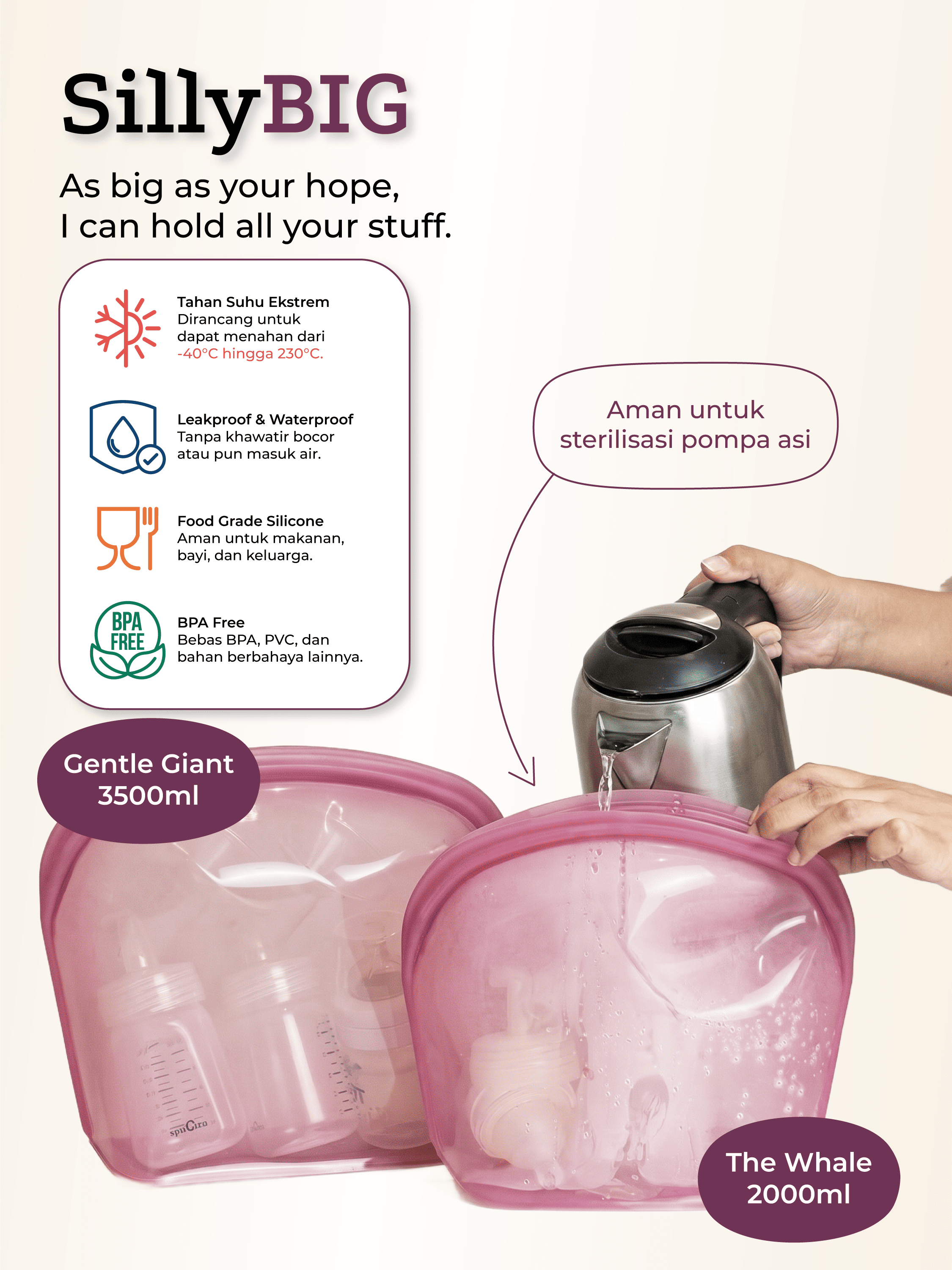 Jual SILLYCO SillyBIG Gentle Giant 3500ml- Platinum Food Grade Silicone ...