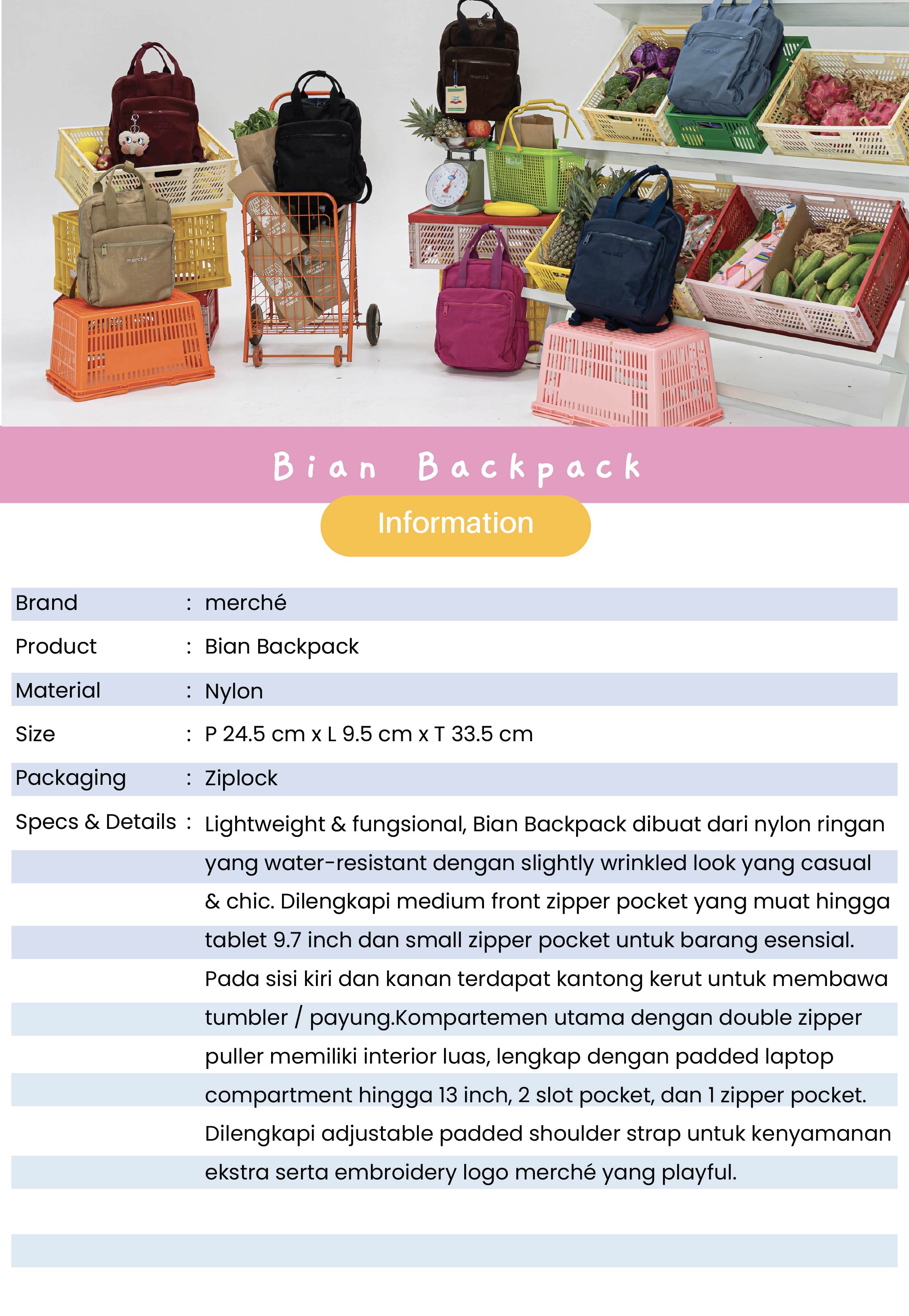 Jual Merche Tas Wanita Bian Backpack | Shopee Indonesia