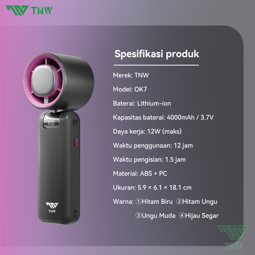 Jual TNW OK7 High-speed Portable Handheld Fan Mini Kipas Strong Wind ...