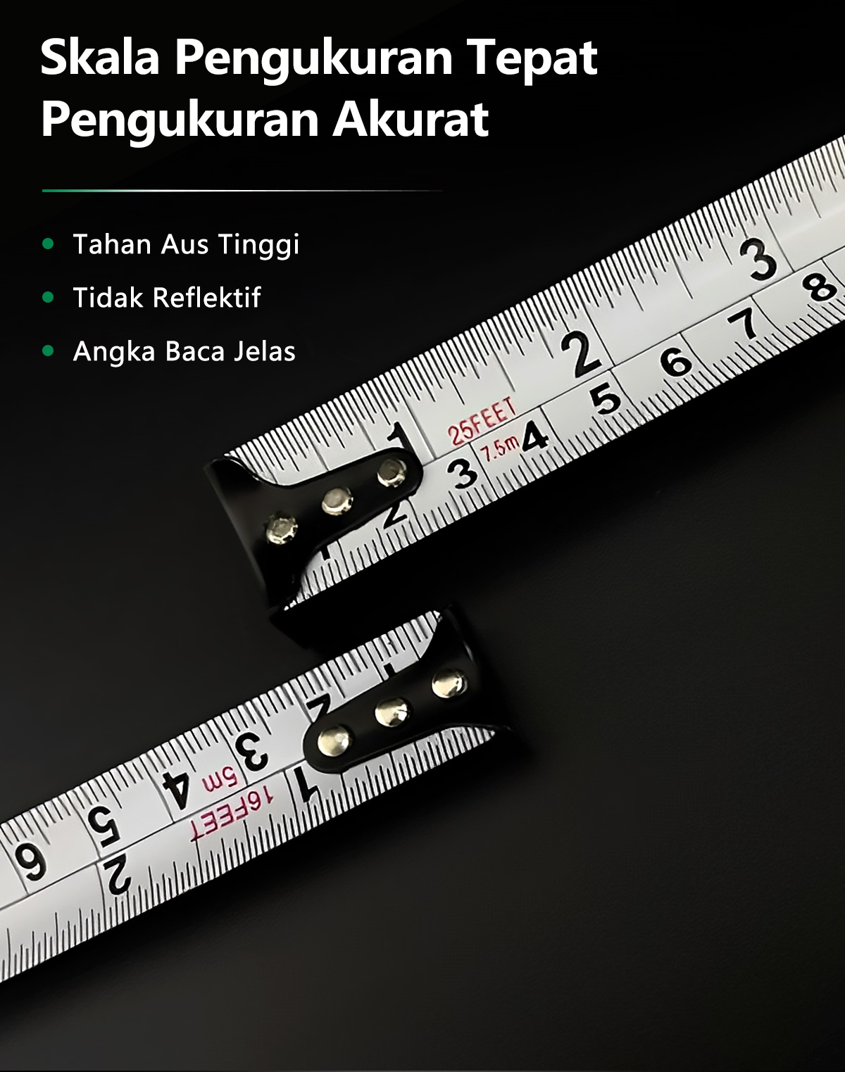 Jual ISKU Tape Measure 7.5M Auto Lock Meteran Tukang Bahan Karet ABS ...