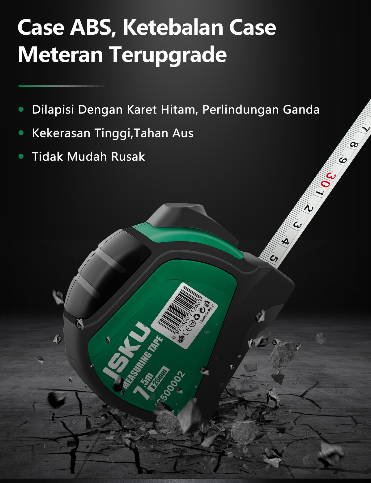 Jual ISKU Tape Measure 7.5M Auto Lock Meteran Tukang Bahan Karet ABS ...
