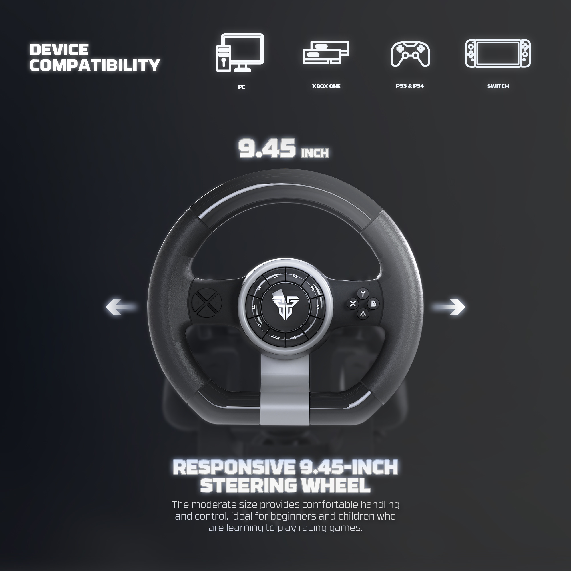 Jual Fantech R2 Racing Steering Wheel 180° Degree and Pedals for PC ...