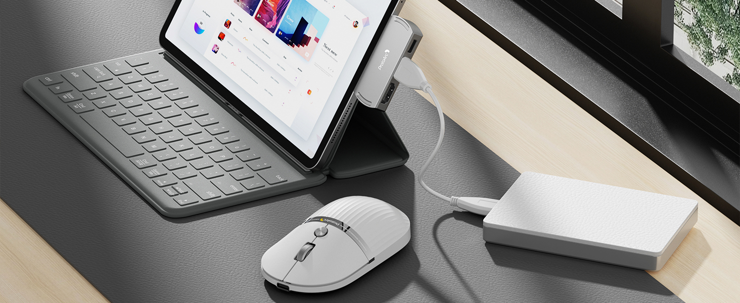 Jual ProtoArc Hubmouse Mouse Dual Bluetooth + USB C Built-in Hub 2-in-1 ...