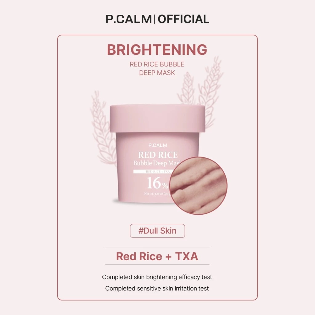 Jual P.CALM Bubble Deep Mask 90g All Variant (Holy Basil, Red Rice ...
