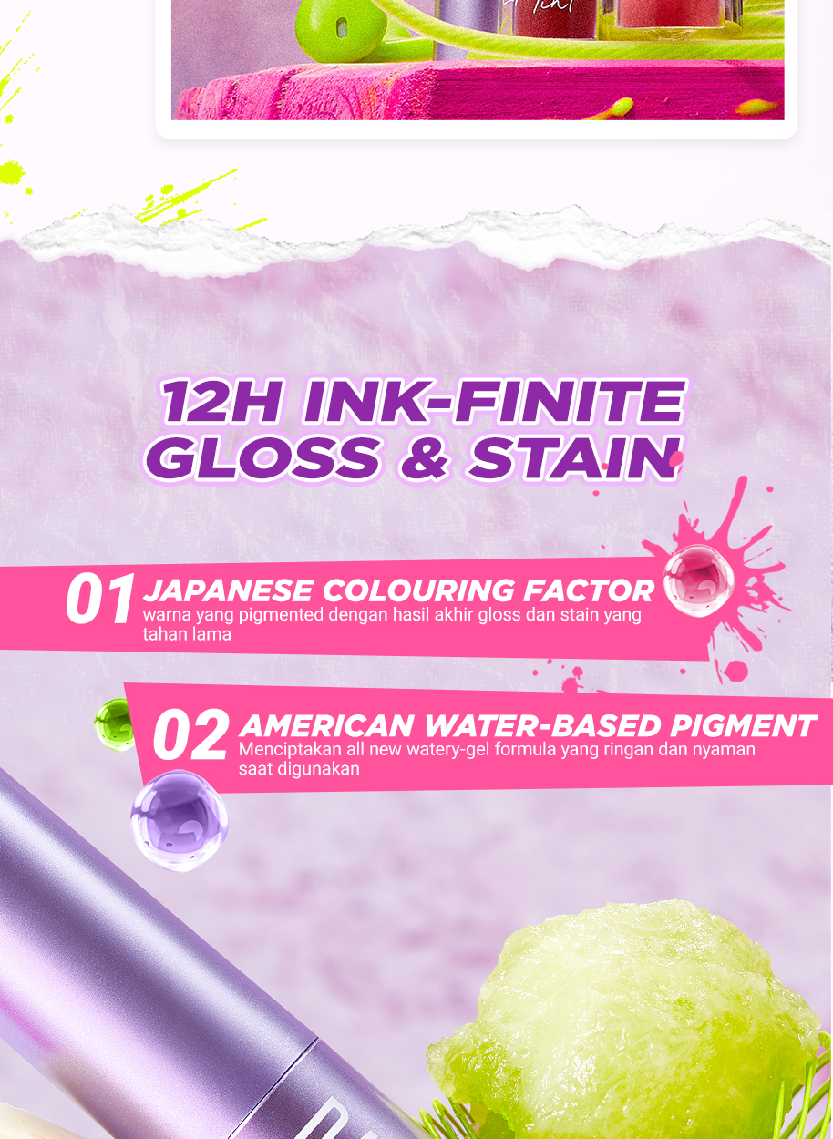 Jual DAZZLE ME Ink-Gloss Lip Tint Watery Ink Gel Lip Tint Long Lasting ...