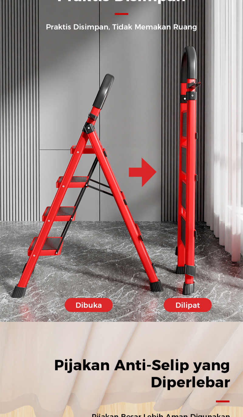 Jual E-TIFE Tangga Rumah Lipat Tangga Besi Lipat 3/4/5/6/7/8 Step ...