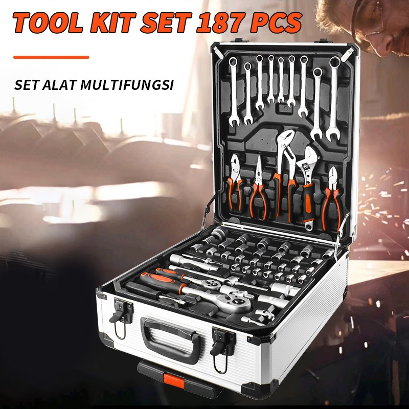 Jual ISKU Tool Set 187 Pcs Koper Trolley Aluminium Tool Kit Lengkap ...