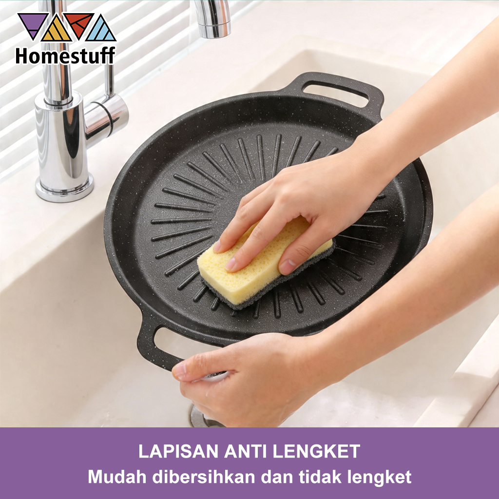 Jual HOMESTUFF Wajan Anti Lengket 28 32 36CM | Grill Pan BBQ Serbaguna ...