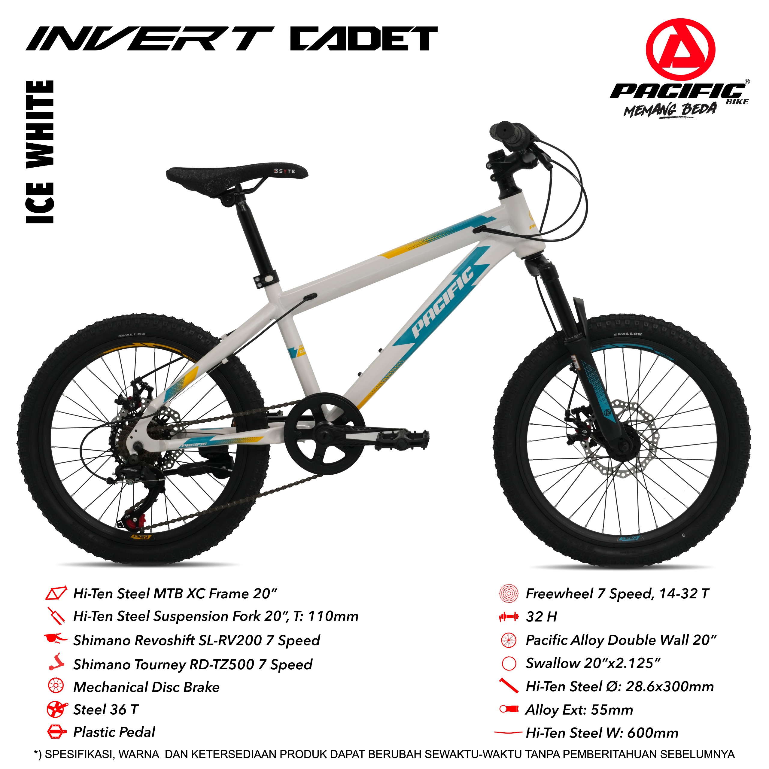 Jual Pacific Sepeda Gunung Remaja dan Dewasa MTB Invert Cadet Ukuran ...