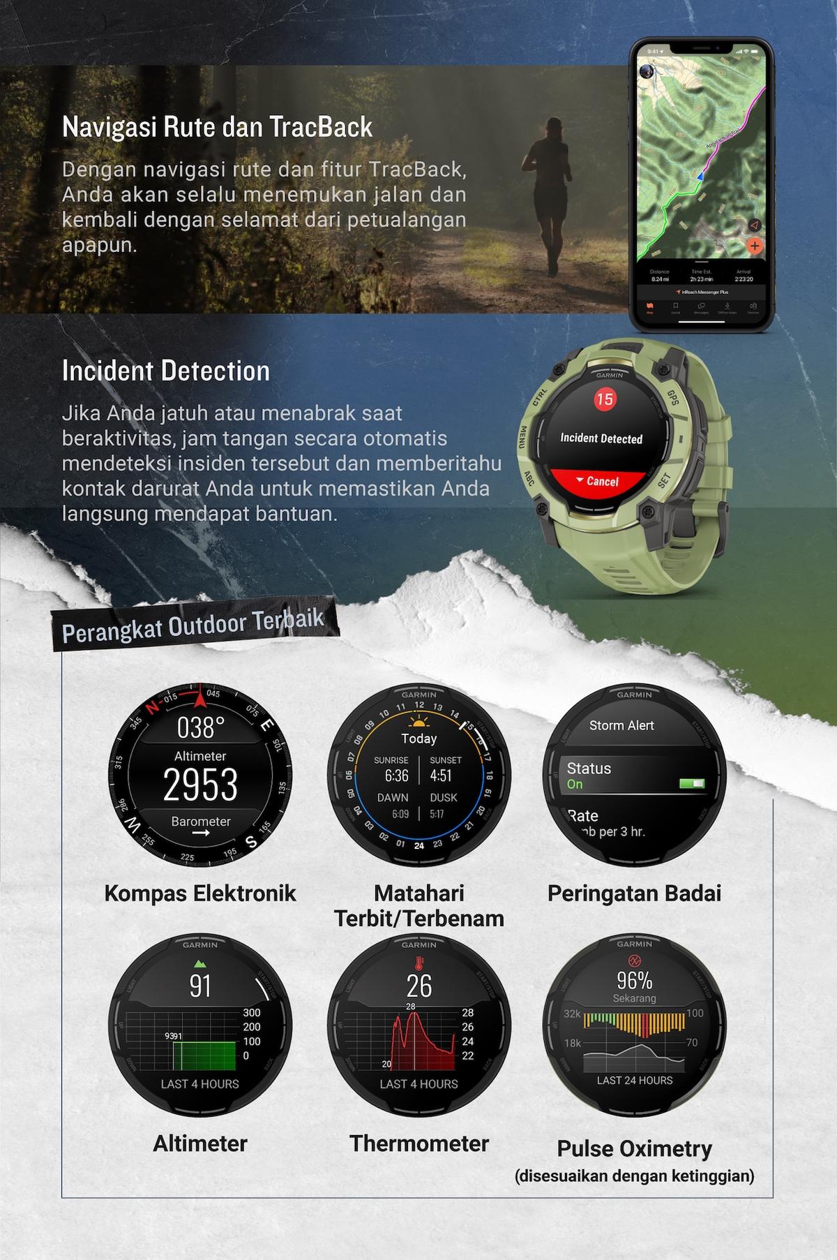 Jual Garmin Instinct 3 Solar 45mm 50mm - 10 ATM with Smart Notification ...