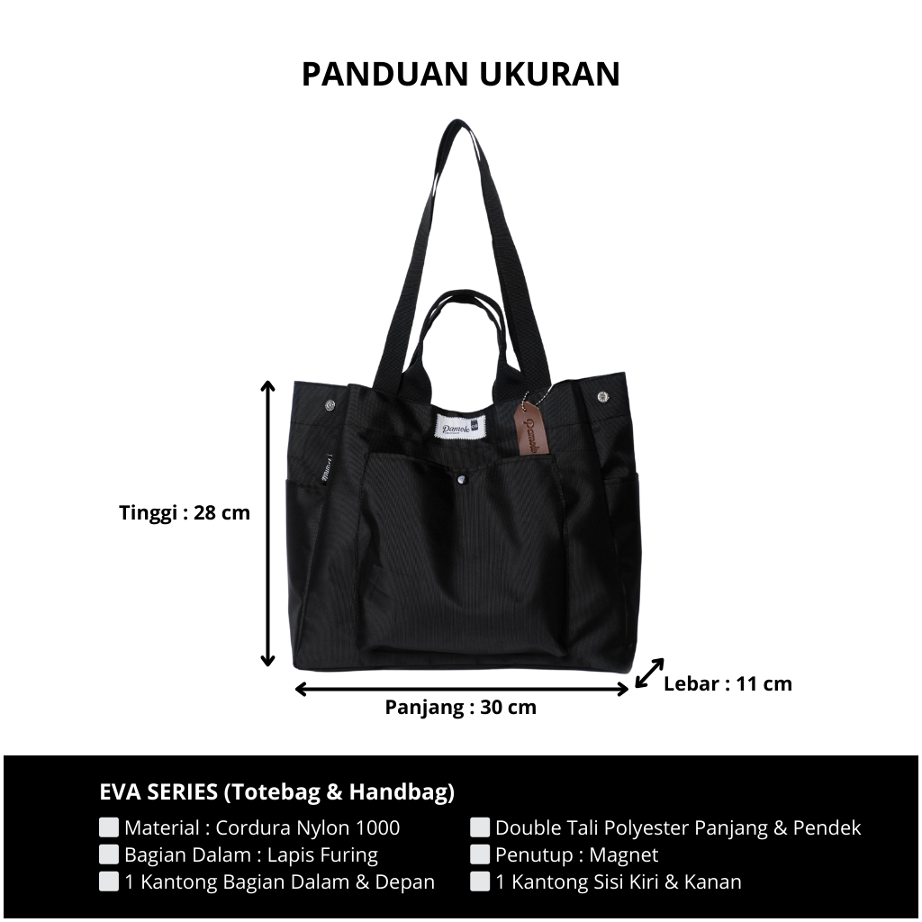 Jual Pamole Totebag Bahan Cordura Tote Bag Kuliah Totebag Kerja - Eva ...