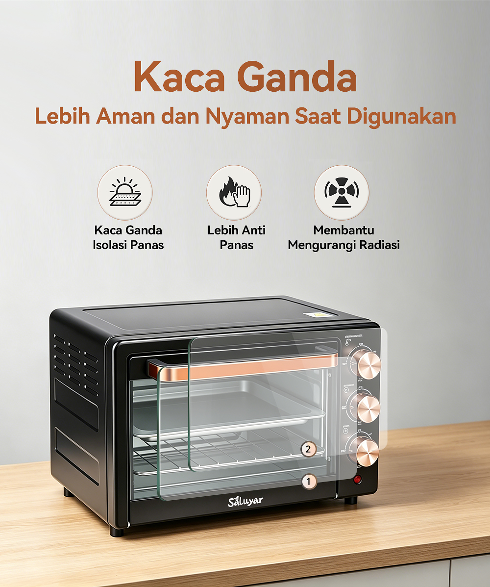 Jual Oven Listrik Saluyar 22L/33L Low Watt Pemanas Atas Bawah Oven ...