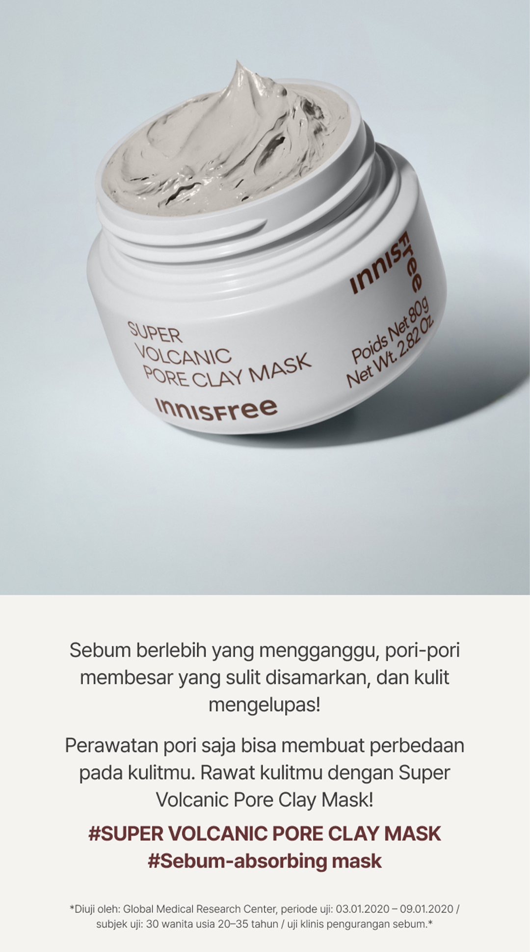 Jual Innisfree Super Volcanic Pore Clay Mask 80gr / Masker Pengontrol ...