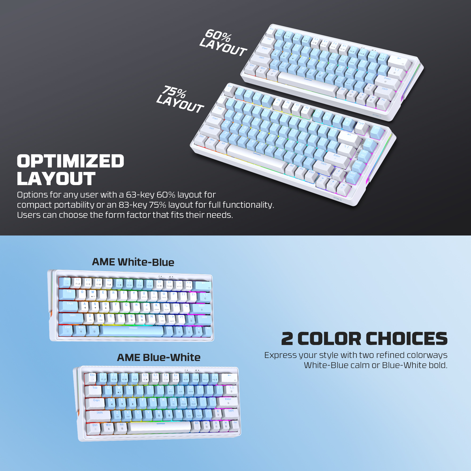 Jual Fantech ATOM X63 MK611 Keyboard Mechanical Ame Edition Hotswap 3 ...