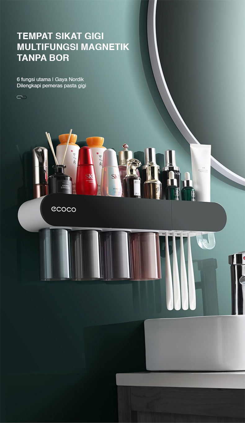 Jual ECOCO Magnetic Toothbrush Rack - Dispenser Pasta Gigi Odol Rak ...