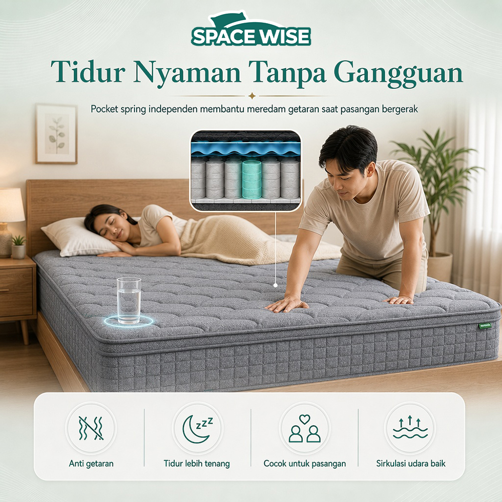 Jual COD SPACE WISE Kasur Pocket Spring 30cm Ice Silk Cooling Mint ...