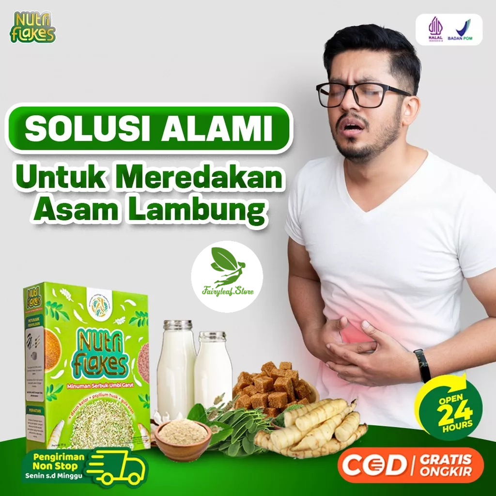 Jual Nutriflakes Sembuhkan Asam Lambung Minuman Umbi Garut Daun Kelor