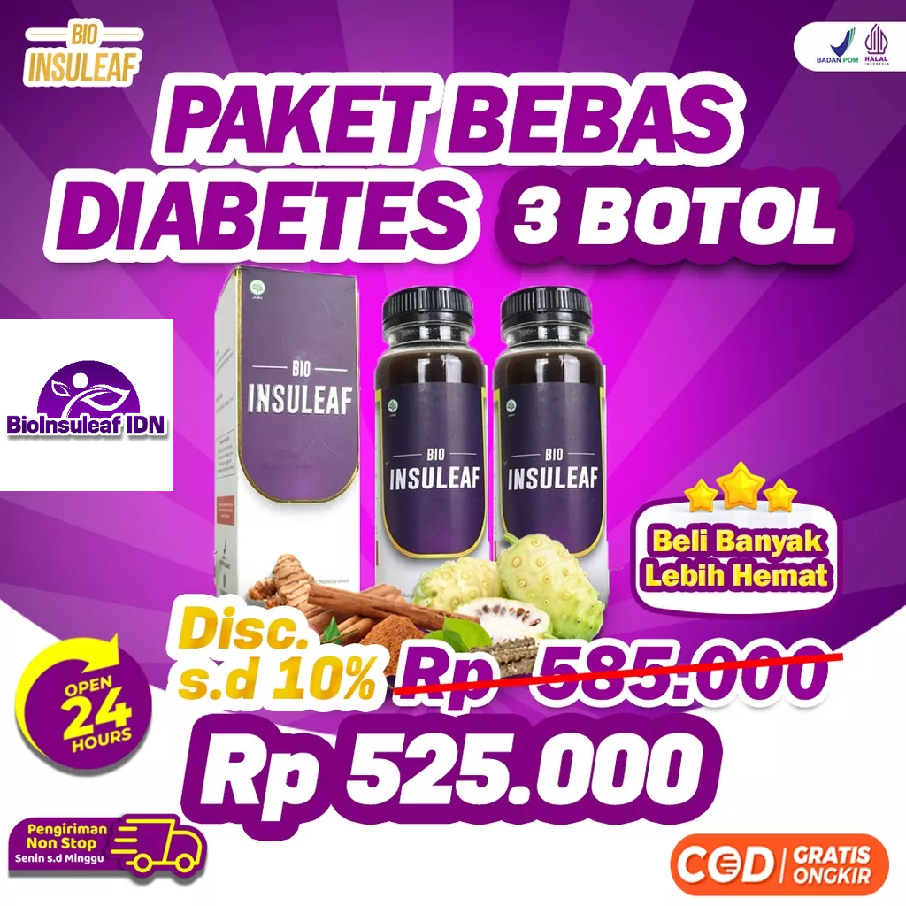 Jual Paket Bebas Diabetes 3 Box Bio Insuleaf Original Solusi Atasi Kecing Manis Lebih Cepat