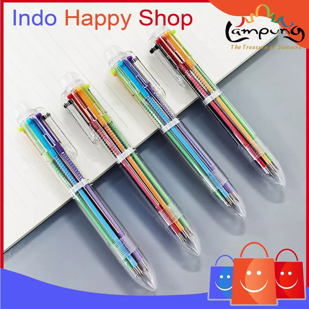 Pulpen 6 in 1 Pena Bolpoin Warna-Warni Multi Colored Pen - Multi-Color