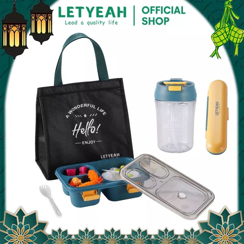 Jual Letyeah Kotak Makan Set Lunch Box Tas Set Coffee Cup Set Cutlery Set Shopee Indonesia