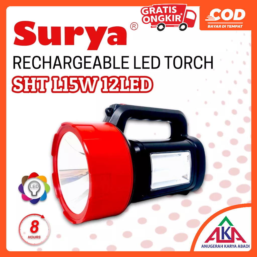 Jual Senter Emergency Lamp LED Torch SURYA SHT L15W 12 LED Rechargeable ...
