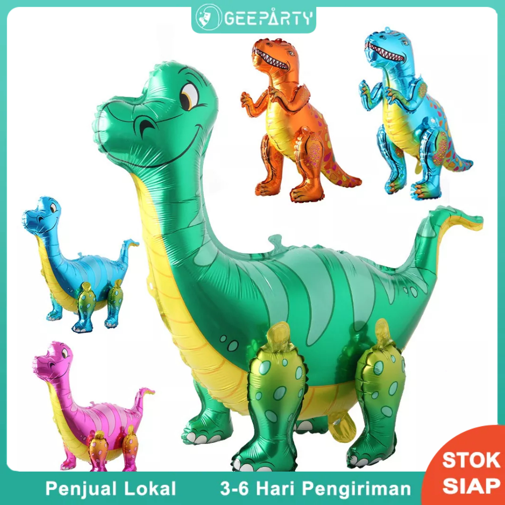 3D Dinosaurus Hijau Foil Balon Berdiri Tanystropheus Naga Dekorasi Ulang Tahun Pesta Nikmat