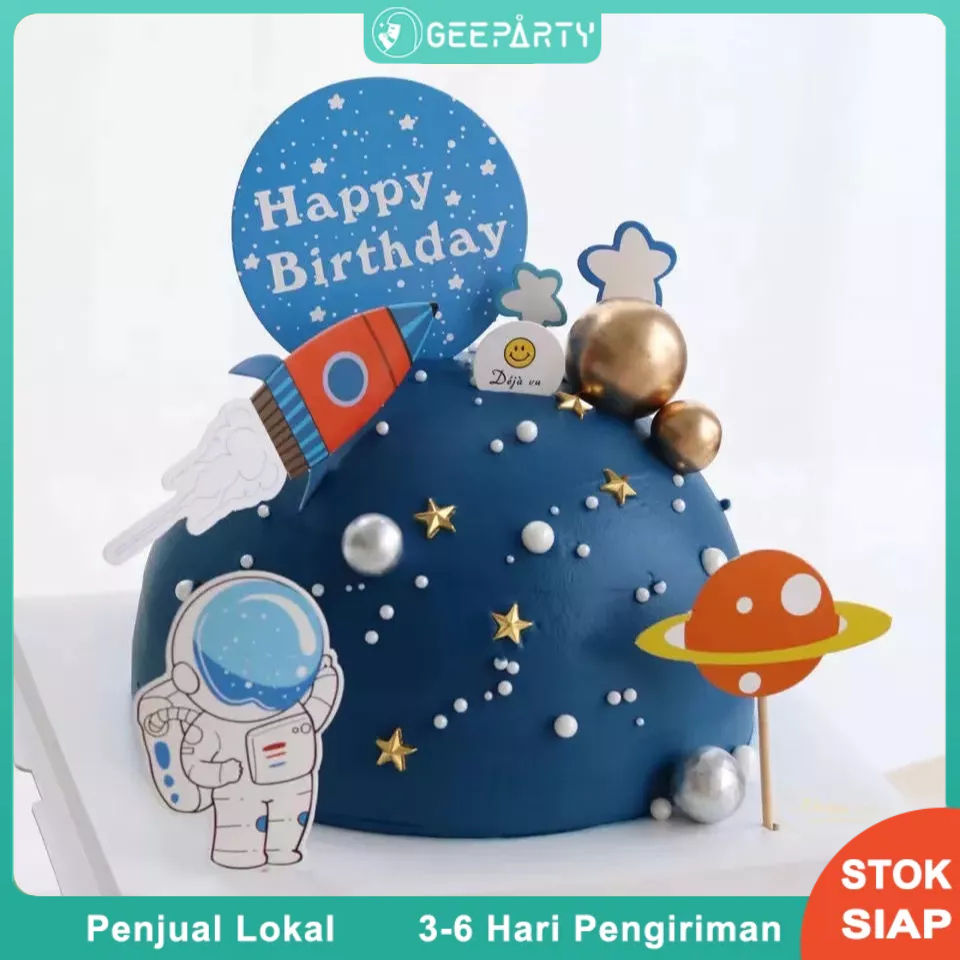 Jual 6 pcs Toppers Kue Astronot Planet Luar Angkasa Tema Planet Luar