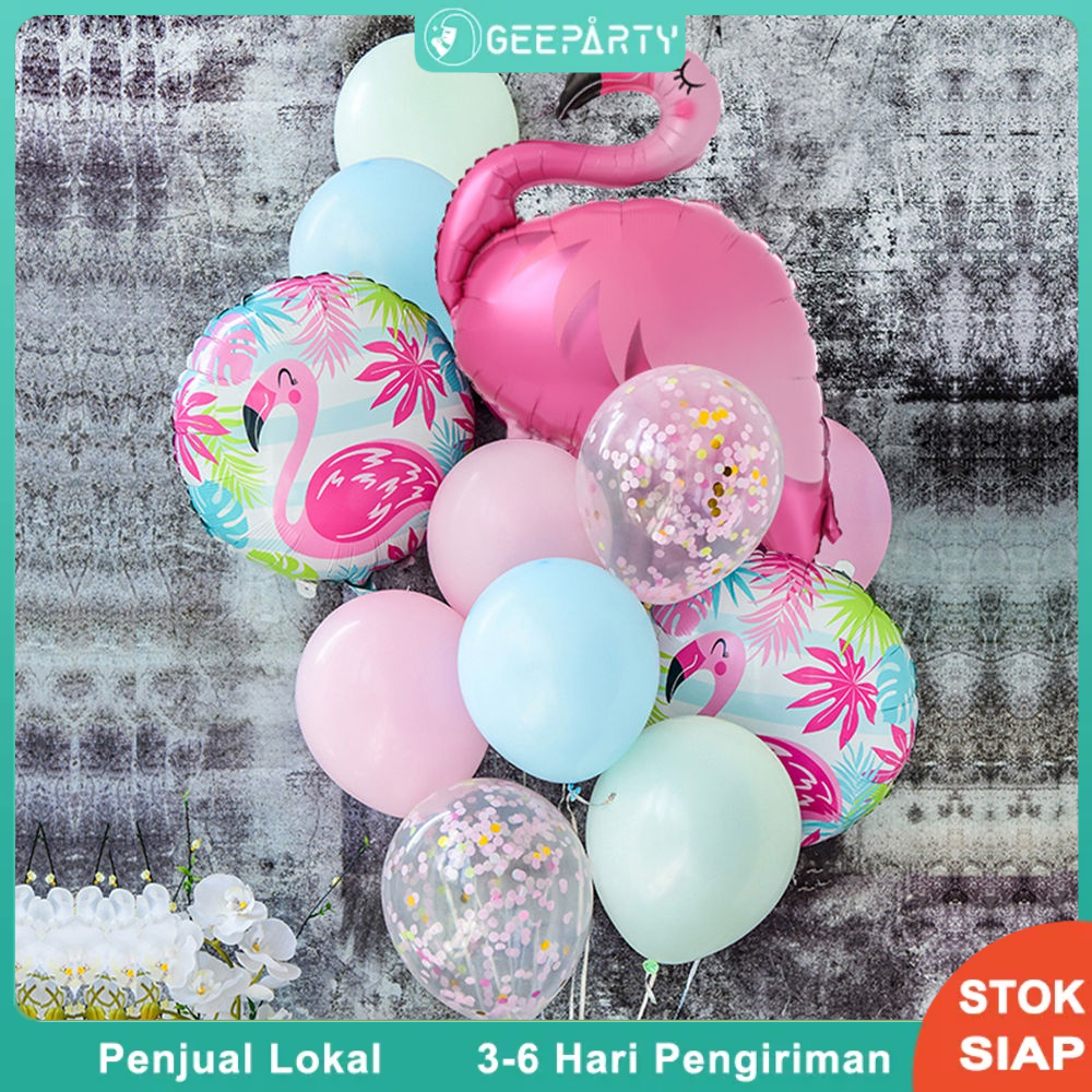 Jual 13 pcs flamingo balon ditetapkan untuk gril ulang tahun tropis