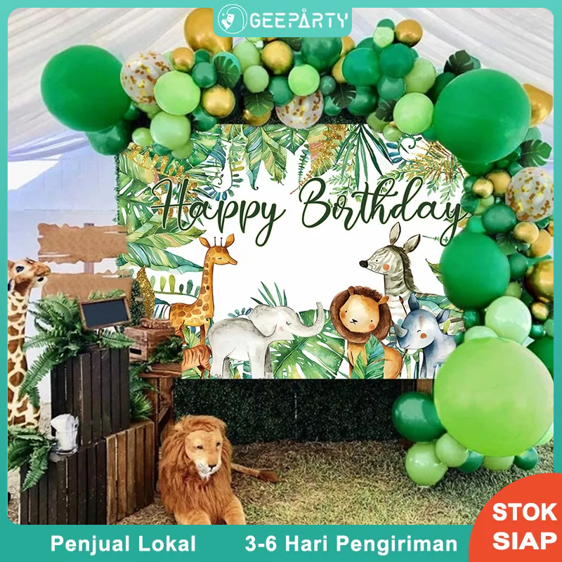 Jual 150*100 cm Kain Latar Belakang Pesta Safari Hutan Hewan Liar Untuk
