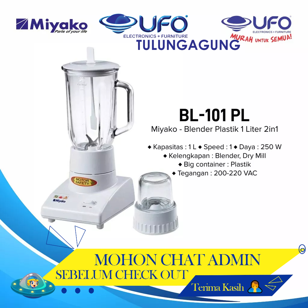 Jual Miyako Blender Plastik 1L BL101PL | Shopee Indonesia