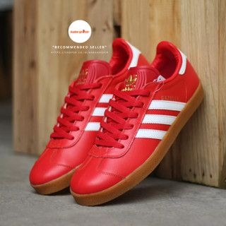 Adidas gazelle leather shop trainers oxblood red/white/gum