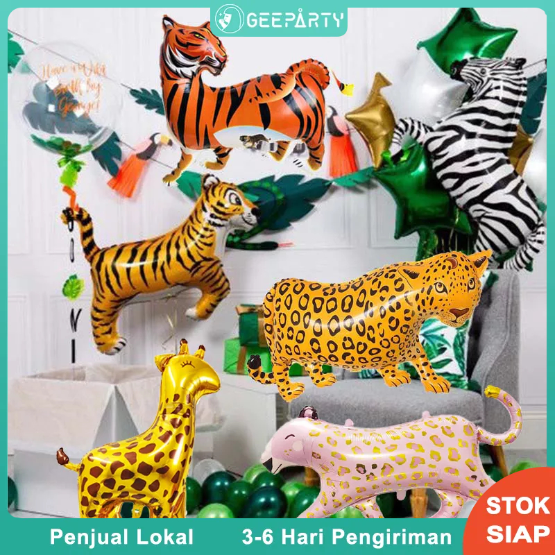 Jungle Safari hewan Balon Lion Tiger Leopard Balloon Untuk Dekorasi Pesta Ulang Tahun