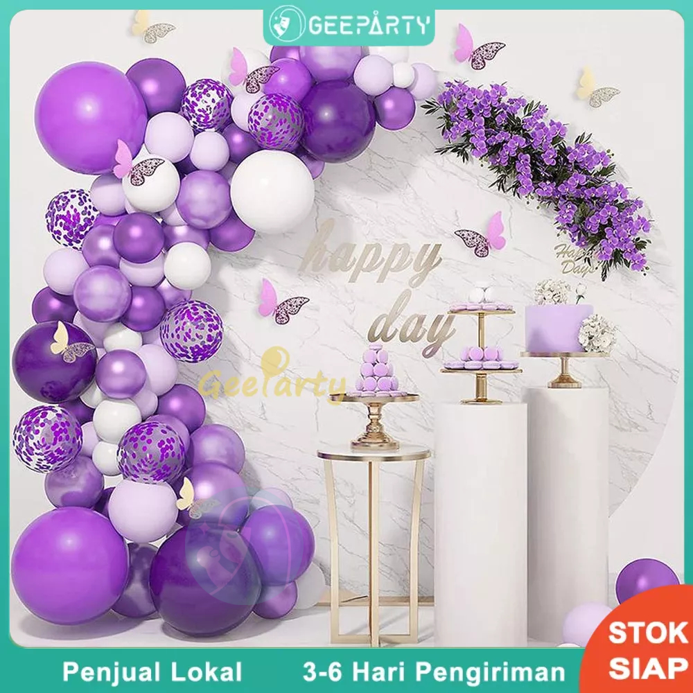 Jual 99 pcs Ungu Kupu-kupu Balon Lateks Garland Lengkungan Untuk