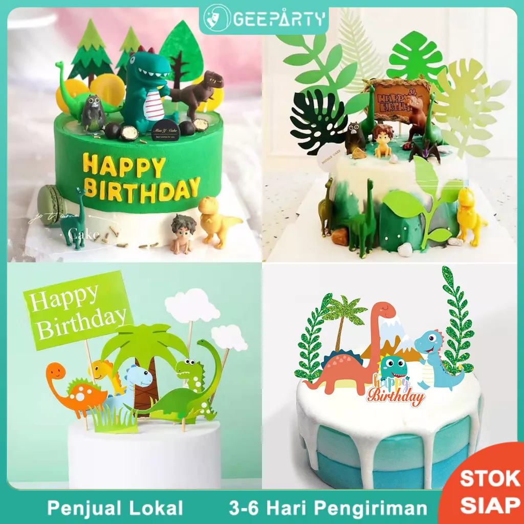 Jual Tema Dinosaurus Kue Topper Ulang Tahun Banner Dekorasi untuk Anak