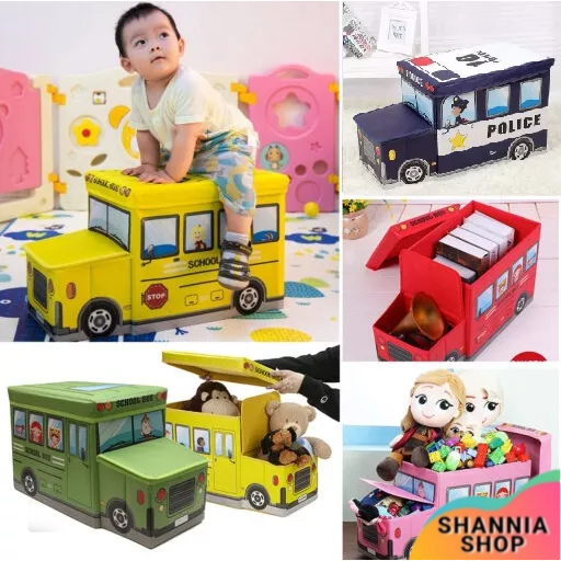 Jual C090 Toy Box Car Bus Storage Box Kotak Mainan Anak Cartoon
