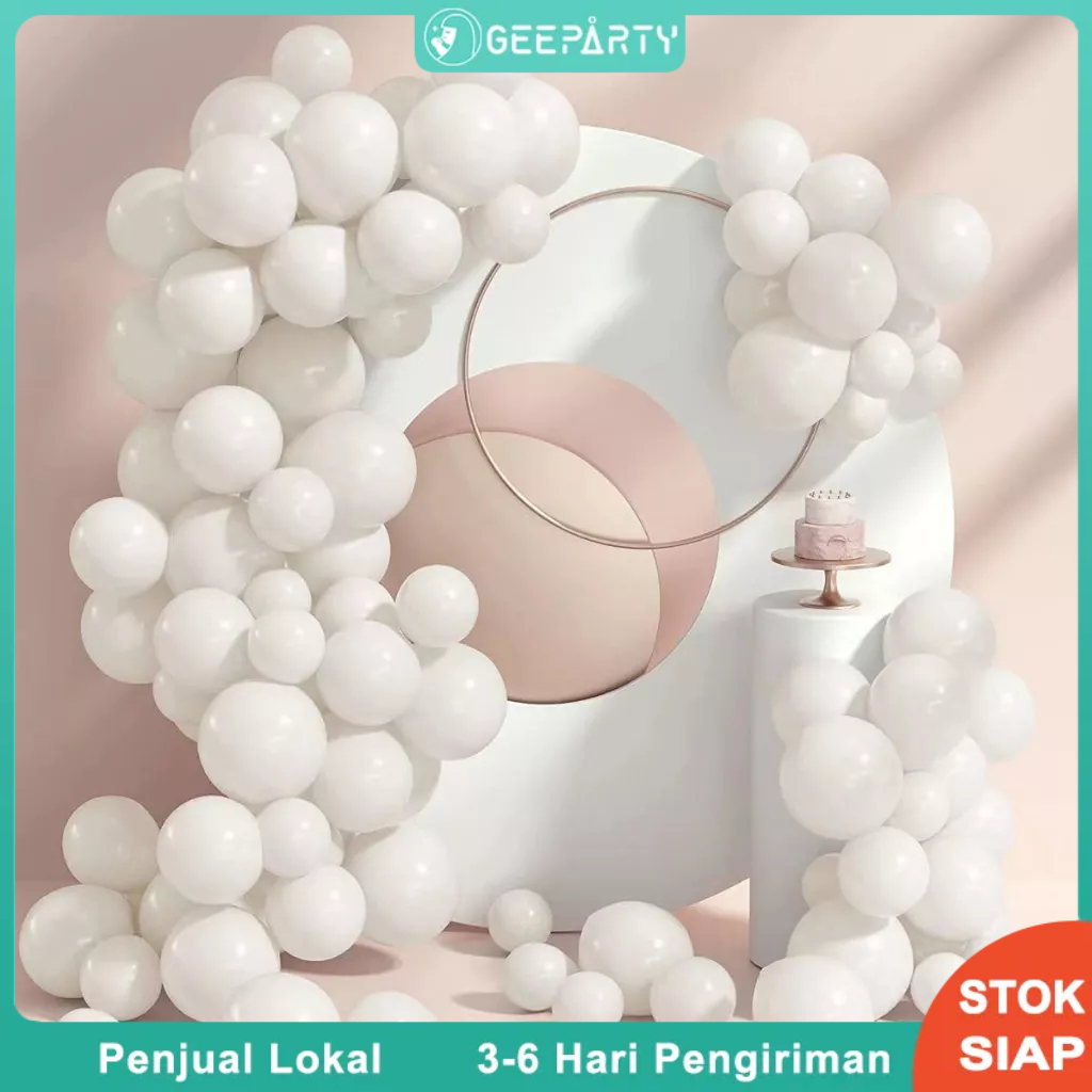 50 pcs Putih Matte Balon Garland Arch Kit Balon Lateks 5 inci untuk Dekorasi Pesta Kelulusan Pernikahan Ulang Tahun Baby Shower