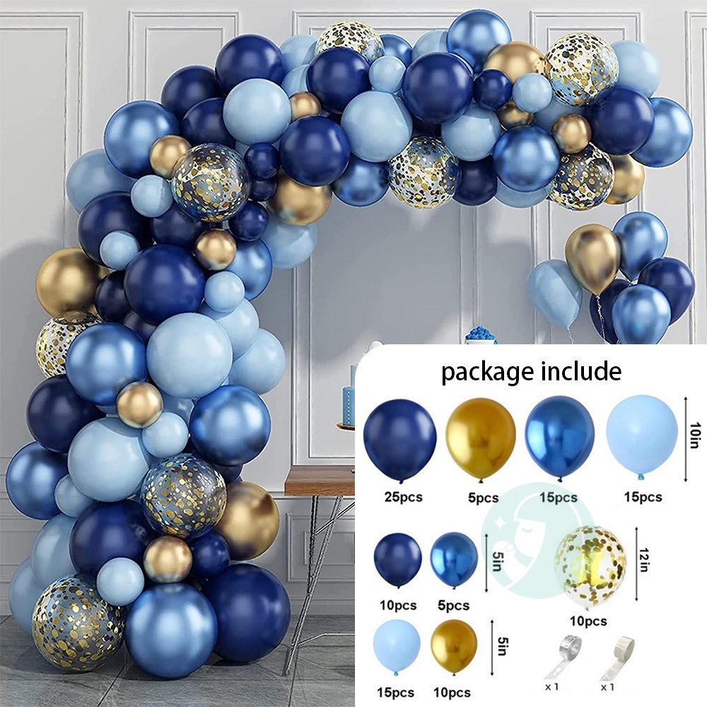 112 pcs Emas Biru Angkatan Laut Balon Garland Arch untuk Pesta Ulang Tahun Anak Dekorasi Pernikahan