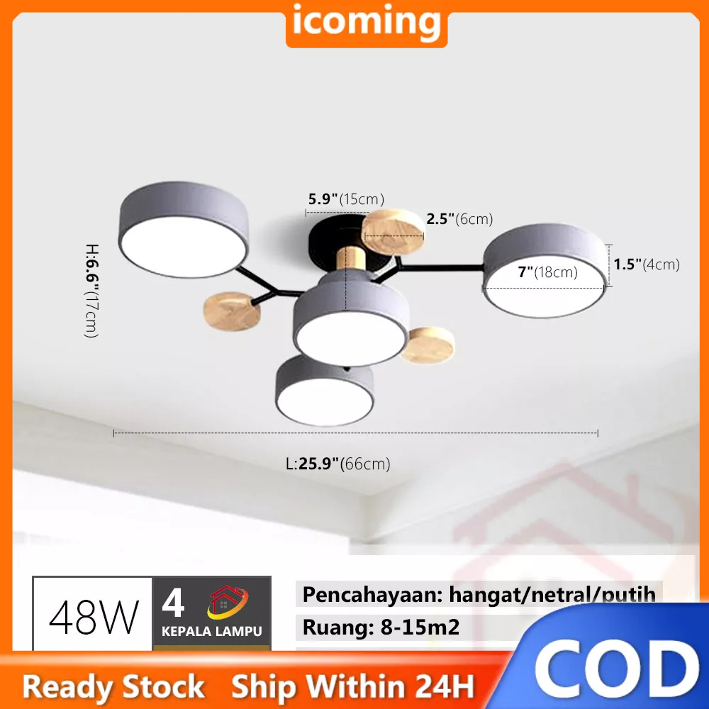 Jual Cod Warna W Lampu Gantung Led Nordic Modern Minimalis Lampu