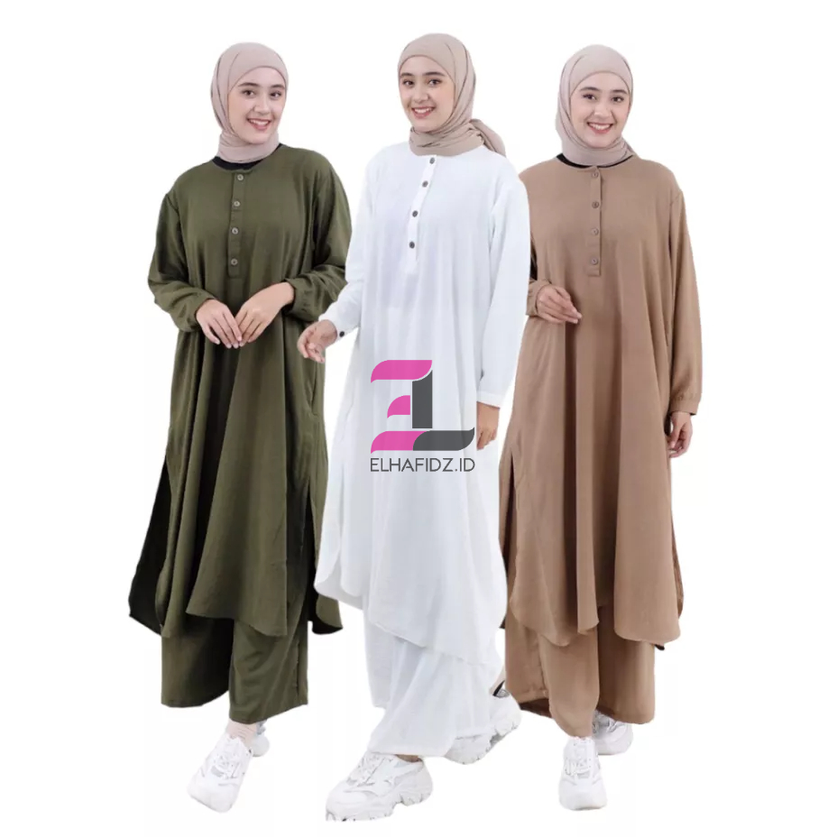 Jual Elhafidz Id Baju Setelan Wanita Muslim One Set Jumbo Crinkle Polos