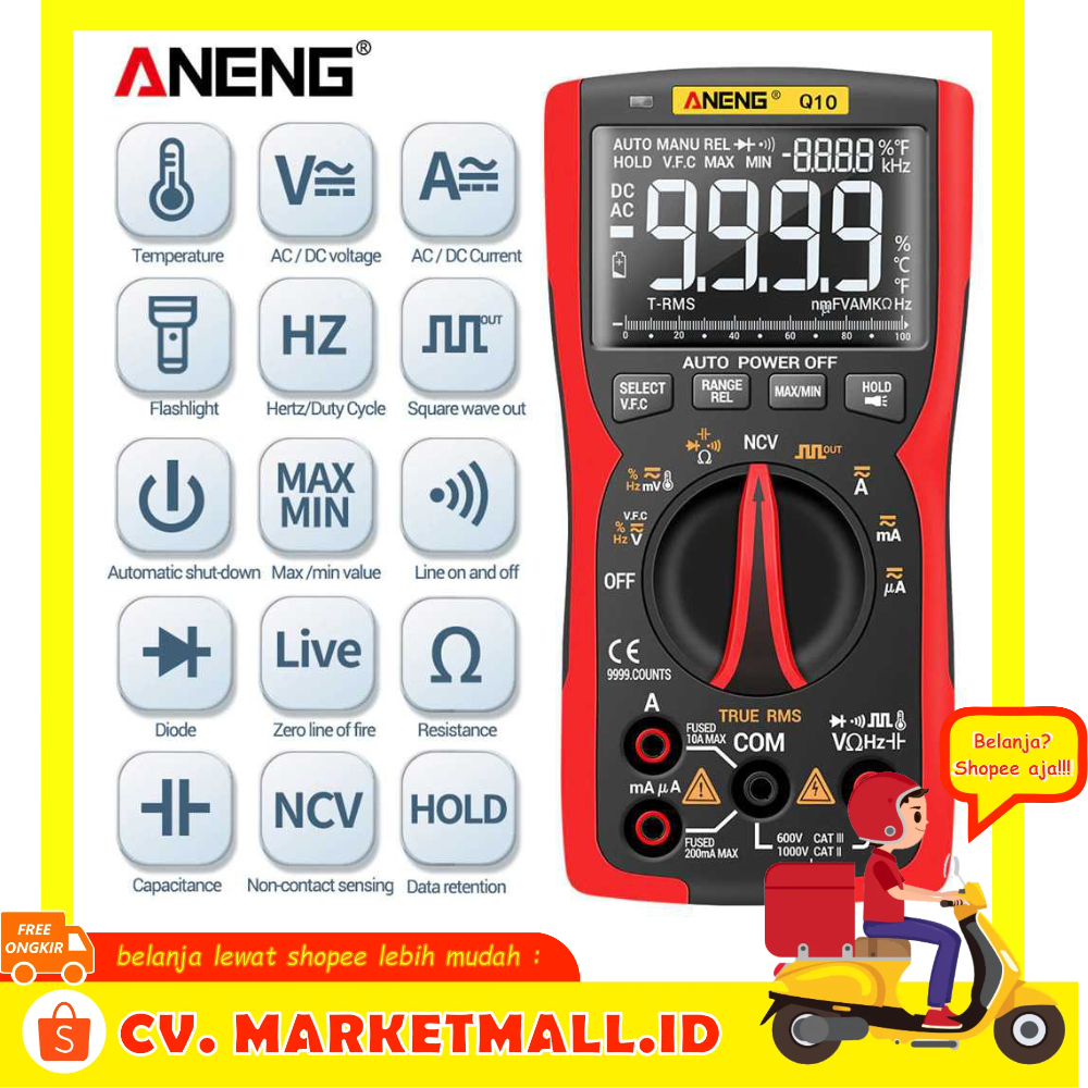 Jual Digital Multimeter 9999 Profesional True RMS Analog Tester