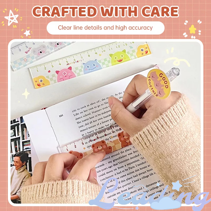 Jual 16CM Penggaris Aesthetic Kartun Lucu Beruang Ruler Pembatas Buku ...