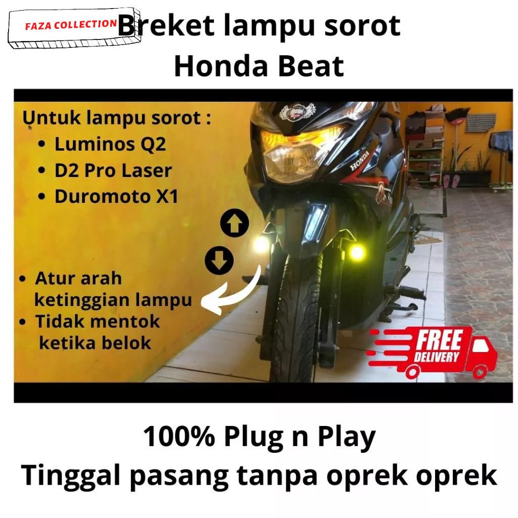 Jual Breket Lampu Tembak D2 Pro Laser Honda Beat Vario || Bracket Lampu
